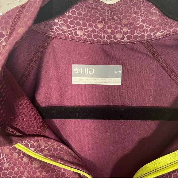 Lija Tennis Burgundy Patterned Long Sleeve Quarter- Zip Pullover - Medium - Picture 4 of 8